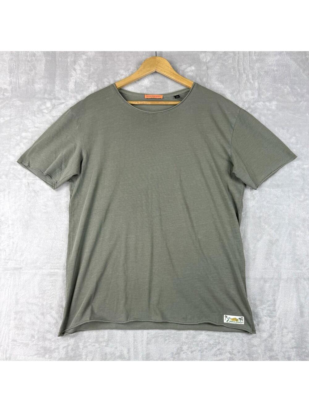 Scotch & Soda T-Shirt Olive Green Crew Neck Minimal Basic Size M Preppy Summer